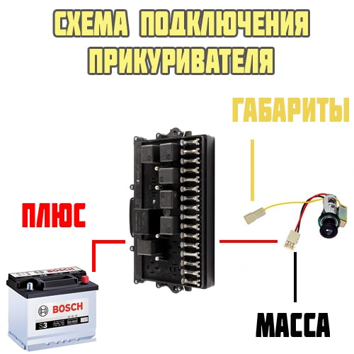 Схема подключения прикуривателя